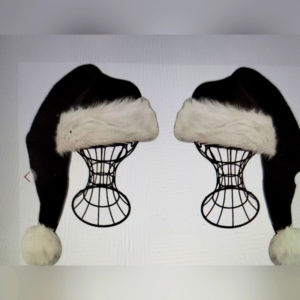 NWT DELUXE FASHIONISTA BLACK SANTA HAT 28 INCH LONG SET OF 2.